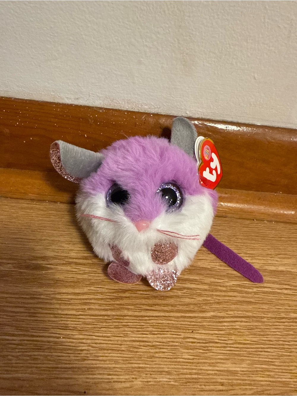 TY Puffies COLBY Purple Mouse 3" Plush Animal with Purple Glitter Eyes 2020